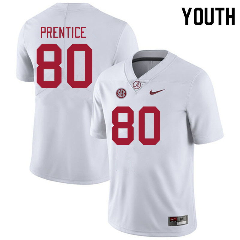 Youth #80 Kobe Prentice Alabama Crimson Tide College Footabll Jerseys Stitched-White